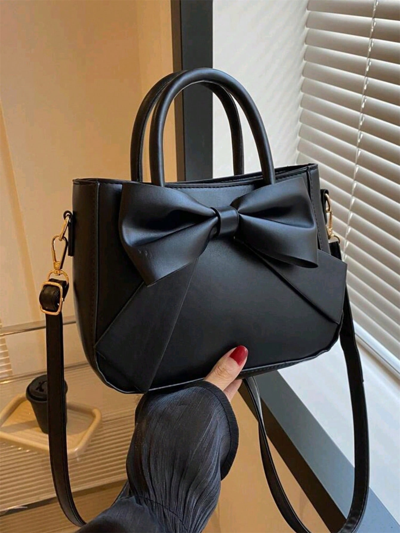 Luxurious Bow Decor Handbag - Women's Double Handle Purse, Small Faux Leather Crossbody Bag For F... | SHEIN