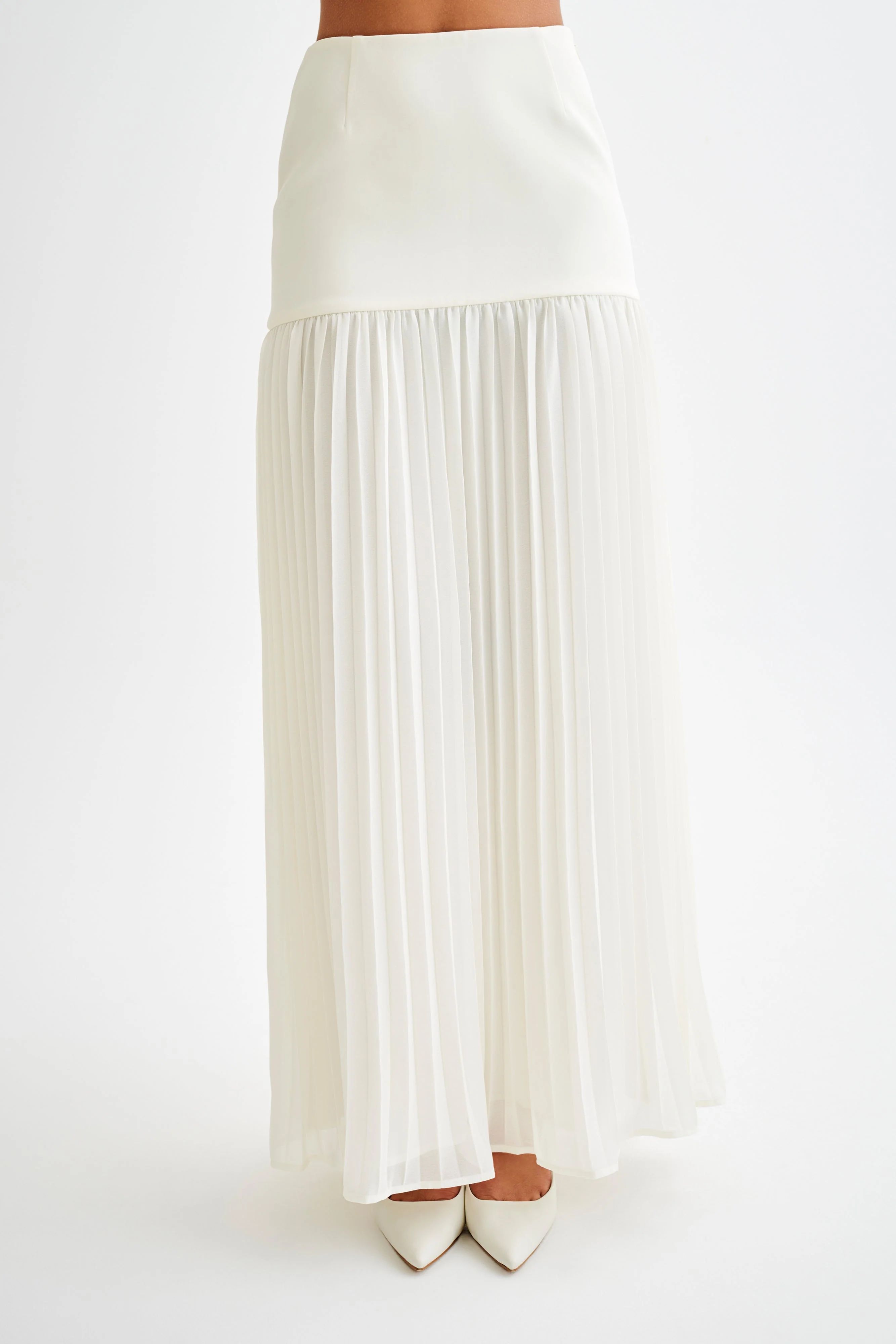 Jillian Pleated Maxi Skirt - Ivory | MESHKI US