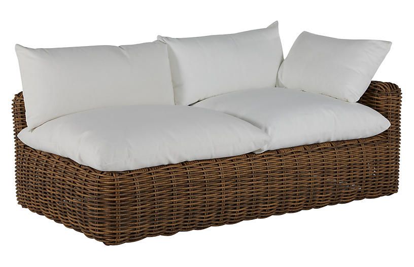 Montecito Right-Arm Outdoor Chaise, Raffia | One Kings Lane