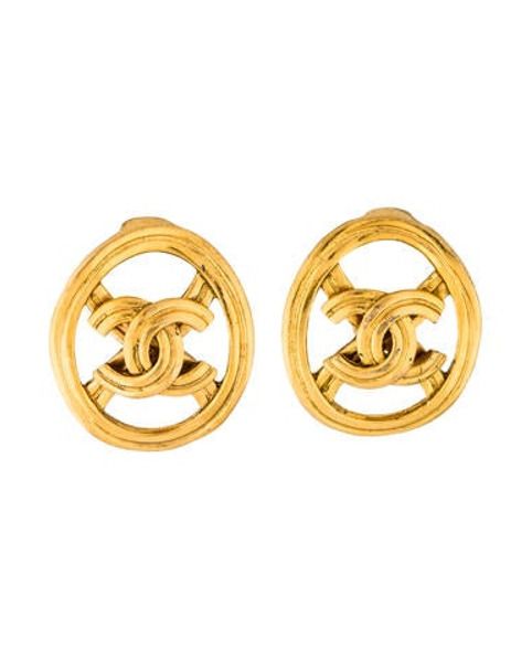 Chanel Vintage CC Clip-On Earrings Gold | The RealReal