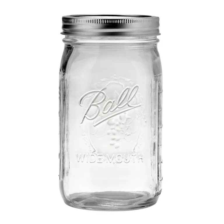 Ball Glass Mason Jar with Lid & Band, Wide Mouth, 32 oz, Single Jar | Walmart (US)