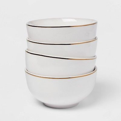23oz 4pk Stoneware Cereal Bowls Gold - Threshold™ | Target