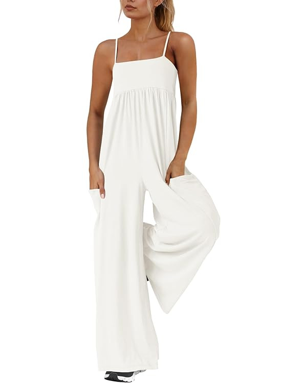 Yanekop Womens Overalls Loose Fit One Piece Jumpsuits Wide Leg Jumpsuits Spaghetti Strap Summer J... | Amazon (US)