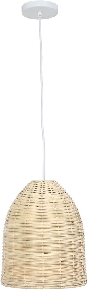 Elegant Designs PT1007-NAT Elongated Coastal Dome Rattan Downlight Pendant, Natural | Amazon (US)