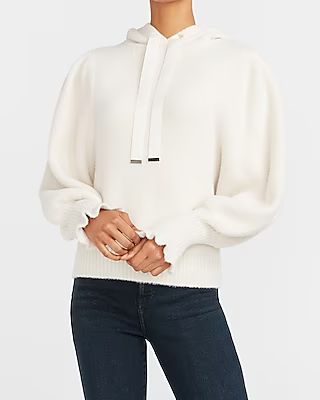 Puff Sleeve Hooded Sweater | Express