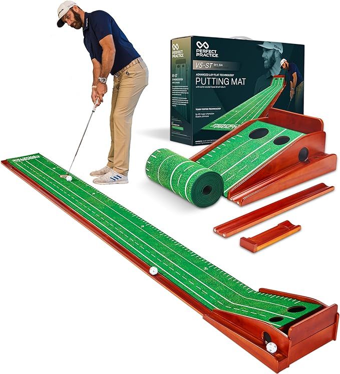 PERFECT PRACTICE (New Version) Putting Mat for Indoors - Indoor/Outdoor Putting Green with Ball R... | Amazon (US)