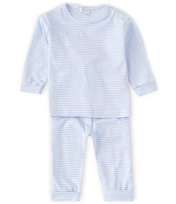Baby Boys Newborn-9 Months Long Sleeve Simple Blue And White Striped Tee and Pants Set | Dillard's