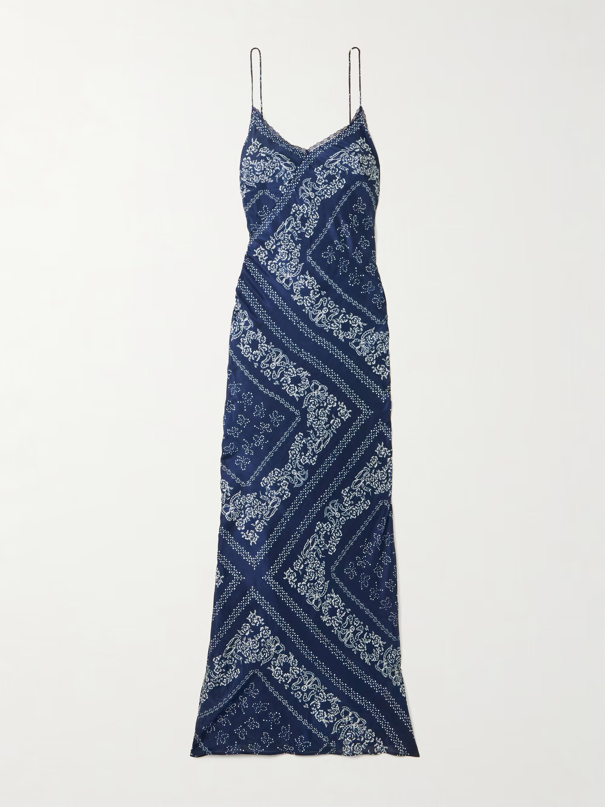 Deyo lace-trimmed printed silk-habotai maxi dress | NET-A-PORTER (US)