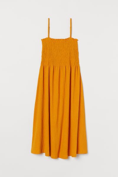 Crinkled Dress - Dark yellow - Ladies | H&M US | H&M (US)