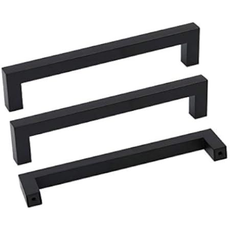 Goldenwarm 10 Pack Black Square Bar Cabinet Pull Drawer Handle Stainless Steel Modern Hardware for K | Amazon (US)