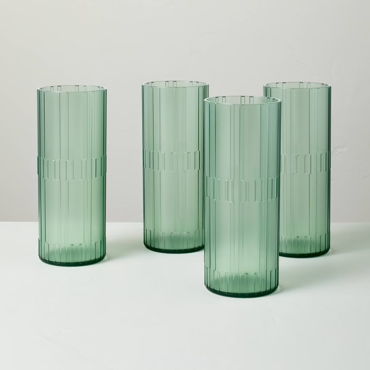 4pk 16.6oz Textured Tritan Plastic Tall Tumblers Green - Hearth & Hand™ with Magnolia | Target