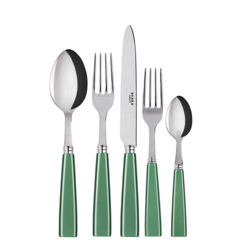 Sabre Icon Garden Green 5-Pc Setting (Dinner Knife, Dinner Fork, Soup Spoon, Salad Fork, Teaspoon) | Gracious Style