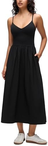 CRZ YOGA V Neck Maxi Tank Dress for Women - Adjustable Straps Sleeveless Flowy Casual Outfits wit... | Amazon (US)