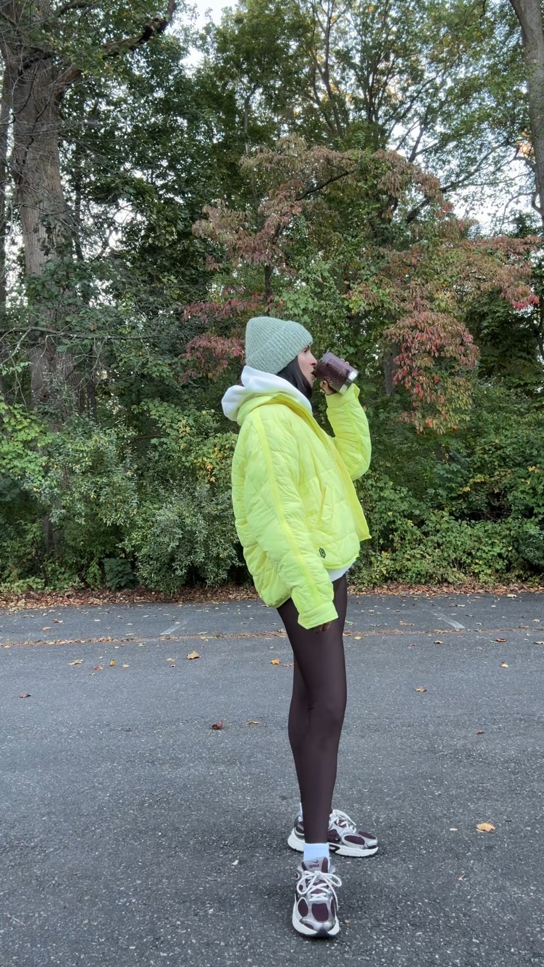 fall walk outfit! wearing size XS in FP Movement puffer!