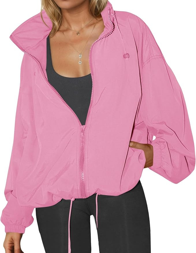 Yousify Womens Waterproof Rain Jackets Lightweight Zip Up Raincoat Outdoor Hiking Hooded Windbrea... | Amazon (US)