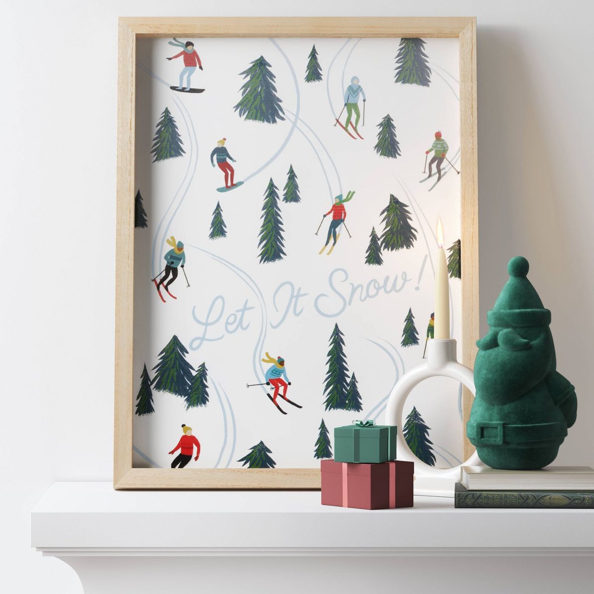 21"x16" Wood 'Let it Snow' Ski Slope Christmas Wall Art  - Wondershop™ | Target