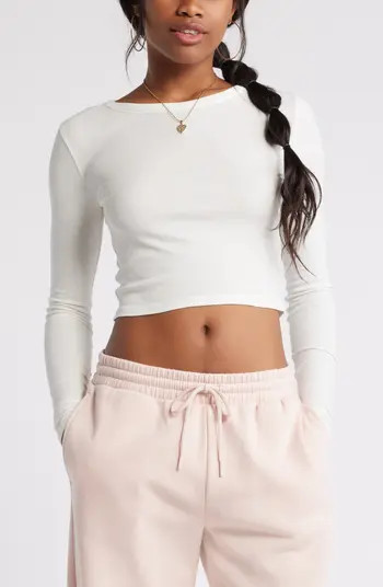 Rib Long Sleeve Crop Top | Nordstrom