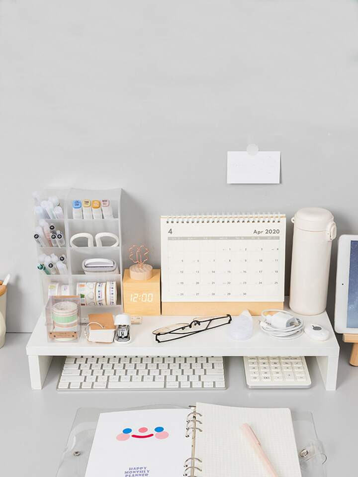 1pc Solid Color Stationery Storage Tray, Simple Multi-purpose Student Desk Holder | SHEIN