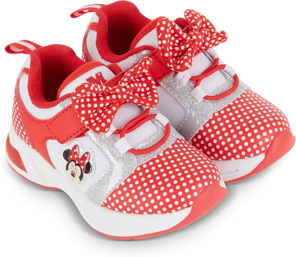 Disney Minnie Mouse Girls Sneakers - Slip On Elastic Lace Sneakers - Minnie Mouse Polka Dot and B... | Amazon (US)