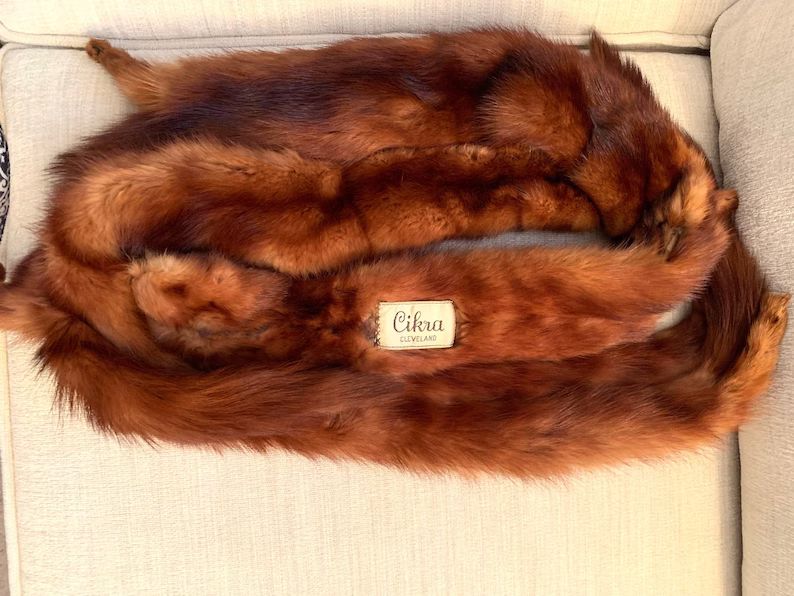 Vintage Red Mink Stole 4 Red Mink Fur Pelts With Heads and Tails - Etsy | Etsy (US)