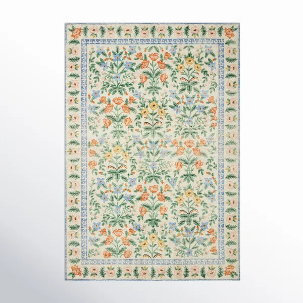 Rifle Paper Co. x Loloi Eden Mughal Garden Cream Rug feat CloudPile | Wayfair North America