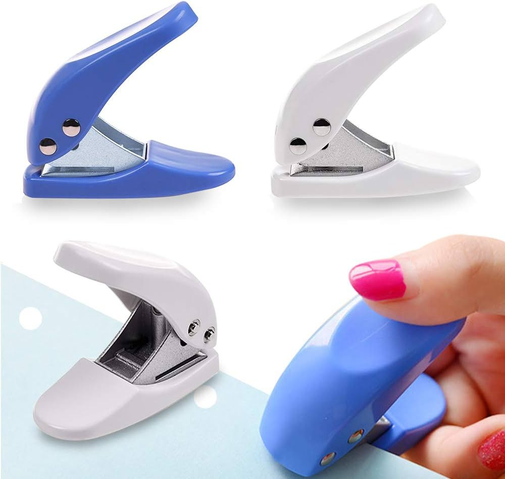 4PCS Mini 1-Hole Paper Hole Punch, Handheld Portable Puncher,10 Sheets at One Time, Random Color | Amazon (US)