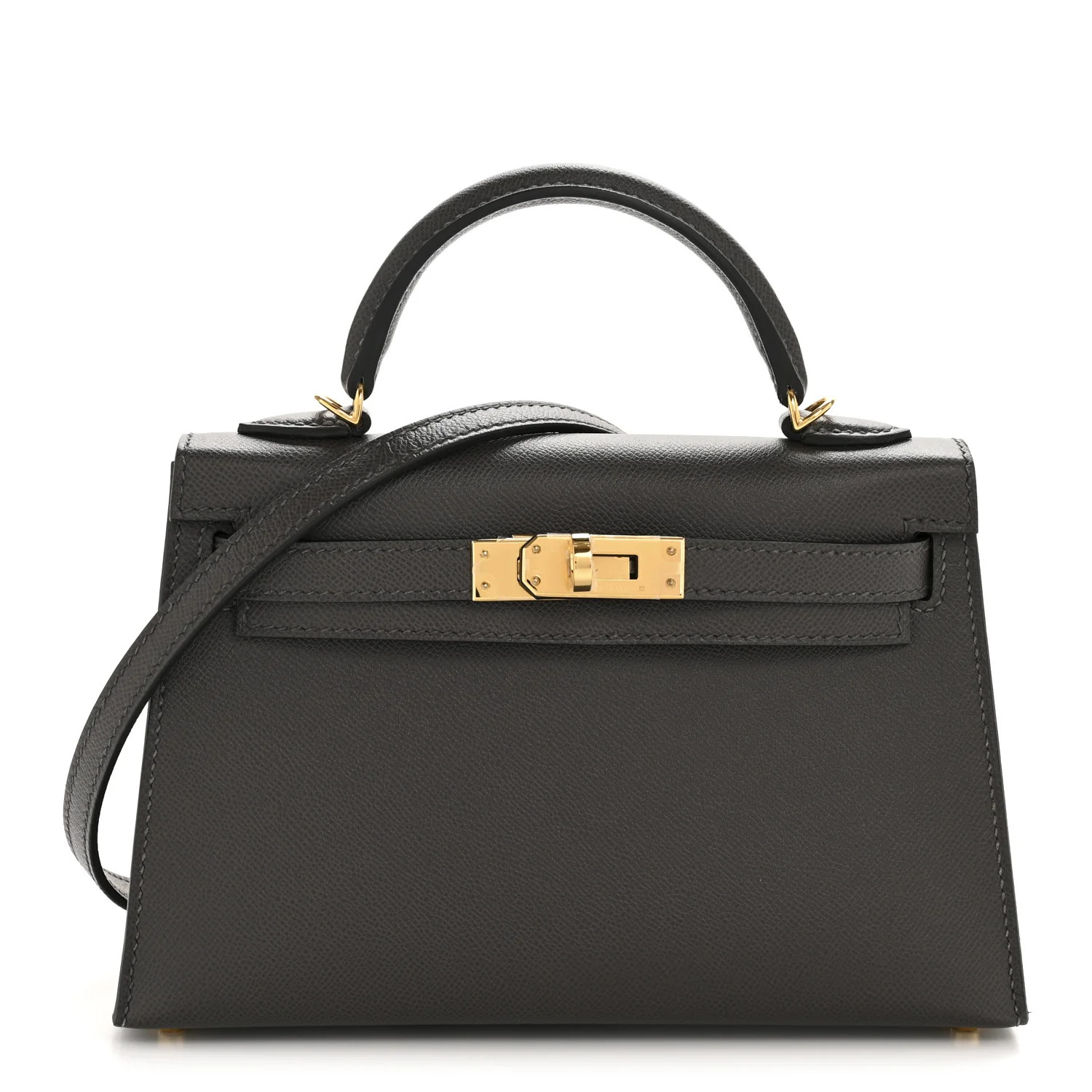 Madame Calfskin Mini Kelly Sellier 20 Graphite | FASHIONPHILE (US)