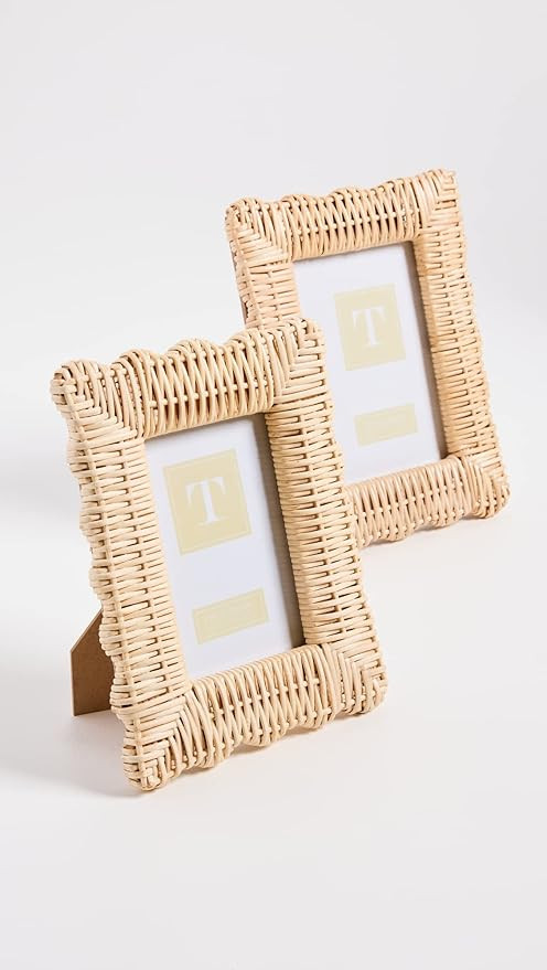 Twos Company Women's Photo Frame Set, Rattan, Tan, 5.5 x 7.5 inches | Amazon (US)