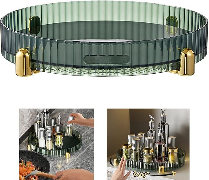 ANFENGLOU Lazy Susan Organizer with Gold Non-Slip Base, 11Inch Green Turntable Organizer for Cabi... | Amazon (US)