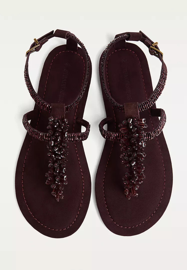 Flat sandals with rhinestones - Women's Shoes | Stradivarius United Kingdom | Stradivarius (UK)