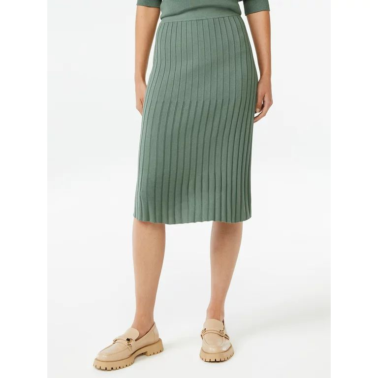 Free Assembly Women's Pleated Midi Sweater Skirt - Walmart.com | Walmart (US)
