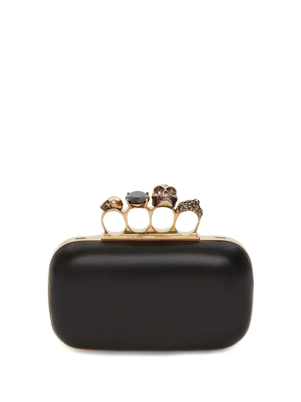 Alexander McQueen Leather Skull Four-Ring Clutch Bag - Farfetch | Farfetch Global