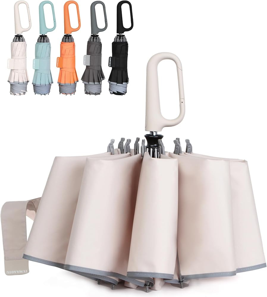 QWB TUMAAOTU Inverted Umbrella with Carabiner Handle, Wind Proof Umbrellas For Rain and Sun, 46 I... | Amazon (US)