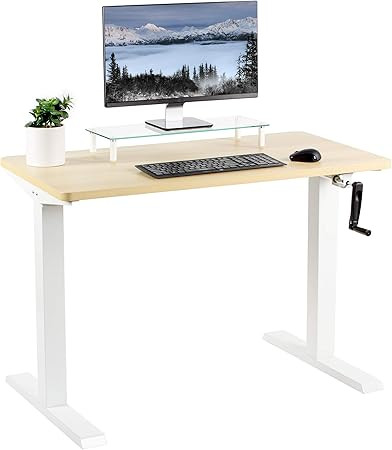 VIVO Manual Height Adjustable 43 x 24 inch Stand Up Desk, Light Wood Solid One-Piece Table Top, W... | Amazon (US)