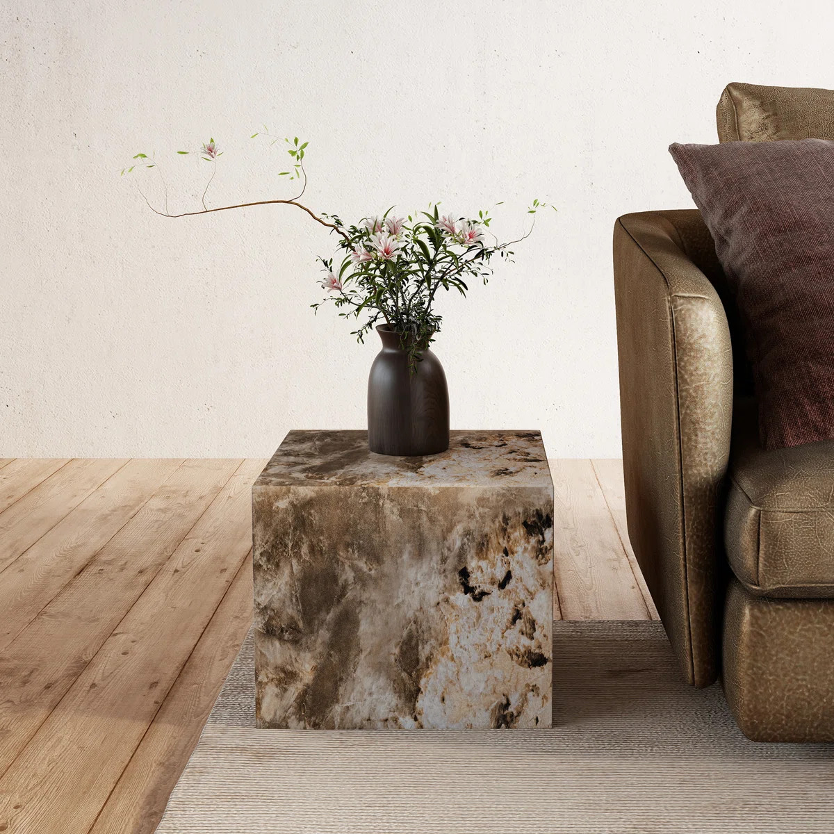 Chiel 15.7'' Tall End Table & MDF Coffee Table With Stylish Texture Design | Wayfair North America