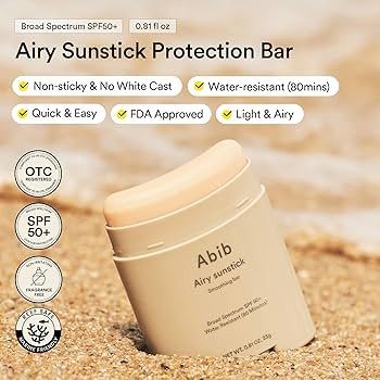 Abib Airy Sunstick Protection Bar Broad Spectrum SPF50+ 0.81 oz / 23 g (Semi- matte) | Korean Sun... | Amazon (US)