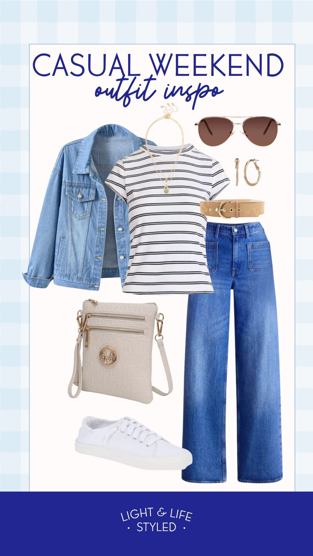Casual outfit from Walmart ✨

Denim on denim with a trendy striped tee, classic white shoes, simple accessories

#LTKootd #LTKOver40 #LTKSeasonal