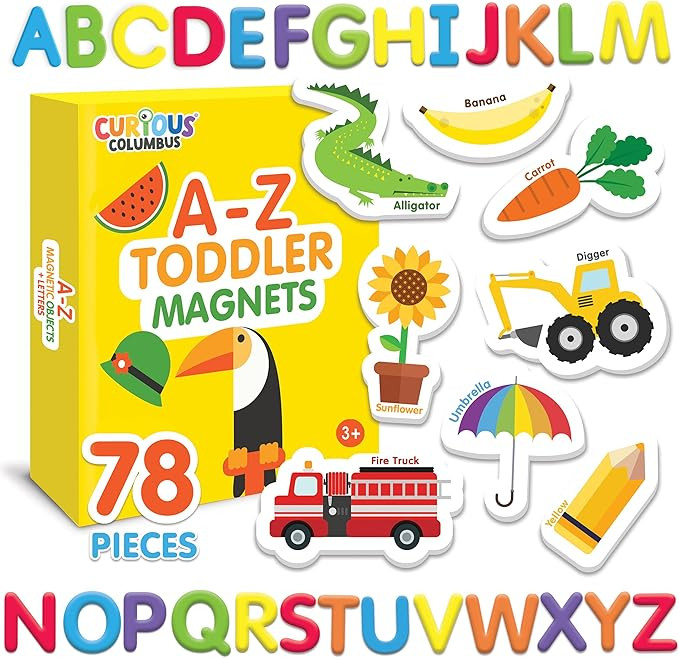Curious Columbus Magnetic Objects and Letters. Set of 78 Foam Magnets Including 52 Pictures and 2... | Amazon (US)