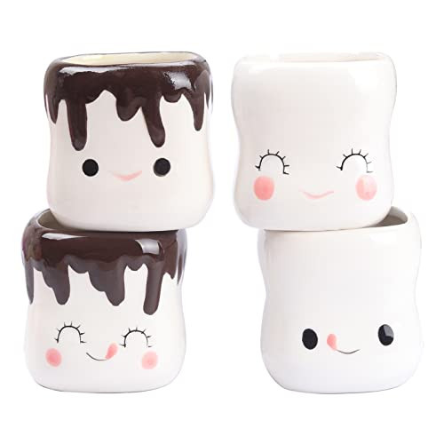 Mycts Marshmallow Mugs Set of 4 Cute Marshmallow Cups for Kids Hot Chocolate Cocoa Mugs Gifts for Kids Women Christmas Mother's Day Cute Mug 6OZ | Amazon (US)