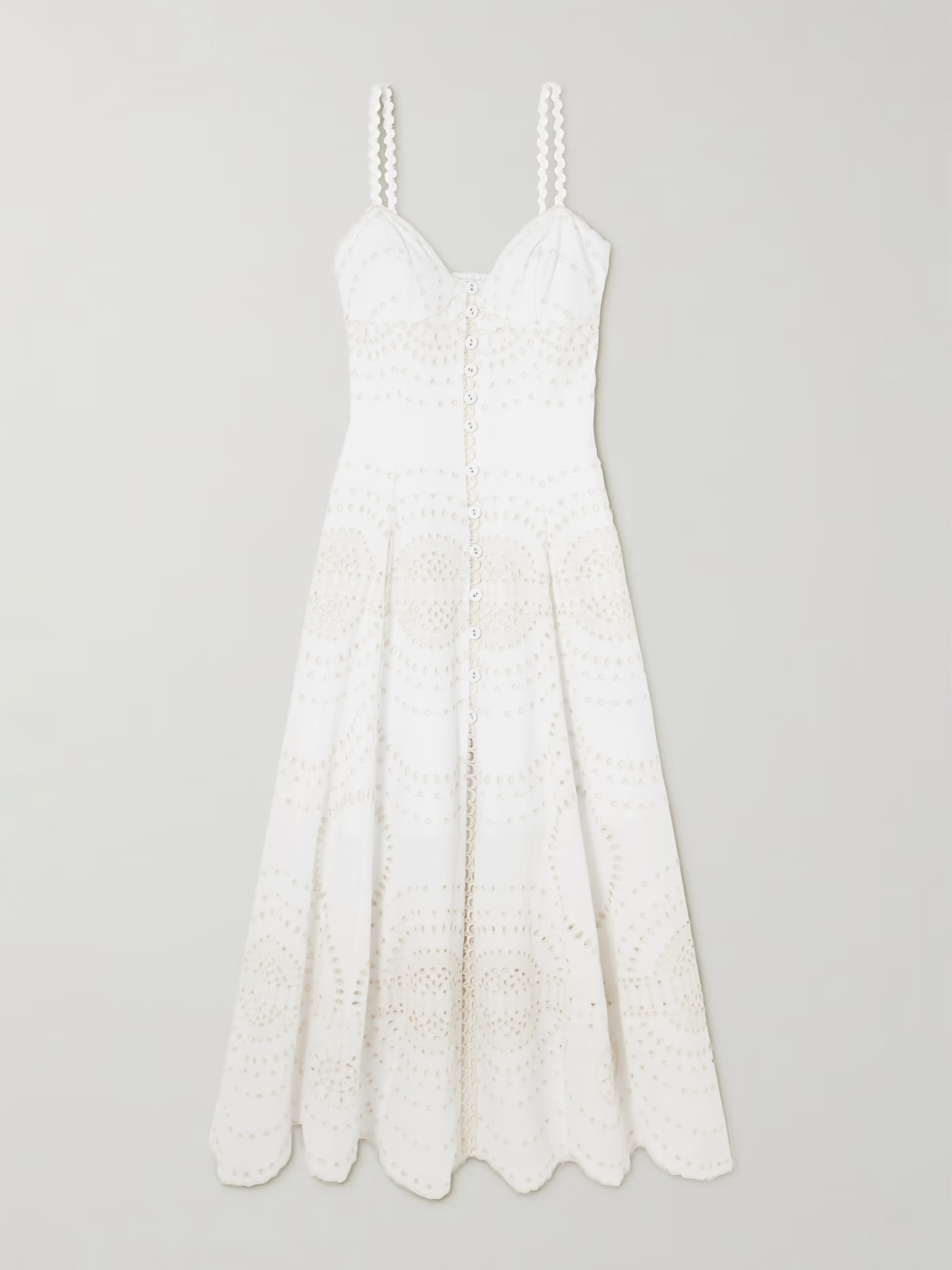 Catta scalloped broderie anglaise cotton-blend midi dress | NET-A-PORTER (UK & EU)