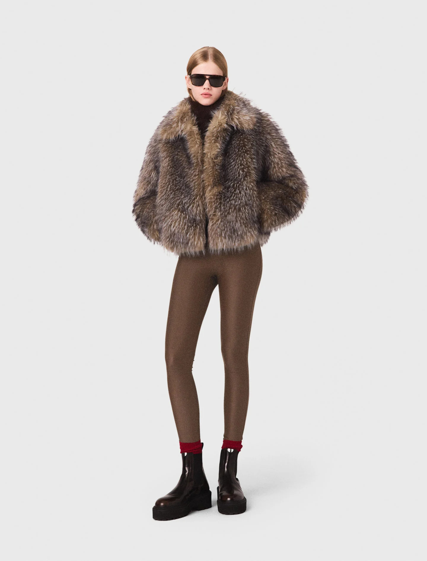 Short faux fur coat Brown for Women | Maje | Maje US