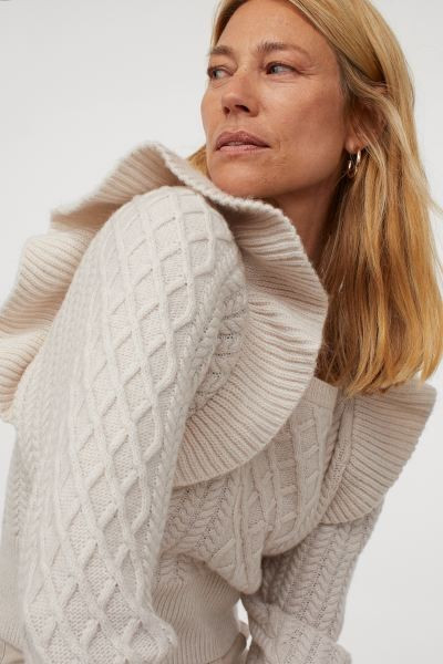 Flounced Cable-knit Sweater | H&M (US + CA)