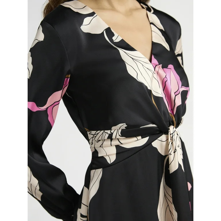 Sofia Jeans Women's Twist Front Dress, Mid Calf Length, Sizes XS-XXXL | Walmart (US)