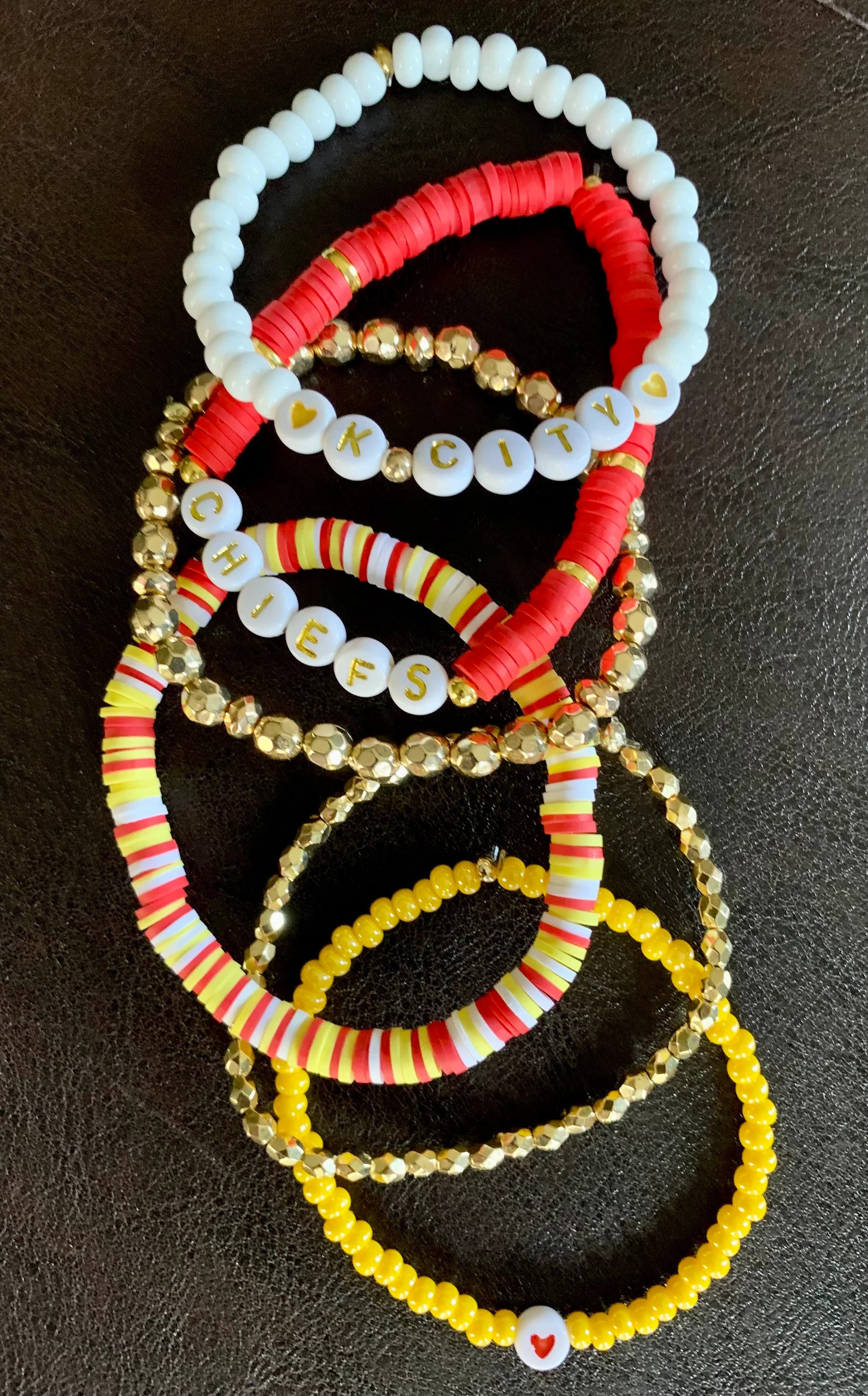 KC Chiefs Inspired Heishi Stackable Bracelets Set 6mm - Etsy | Etsy (US)