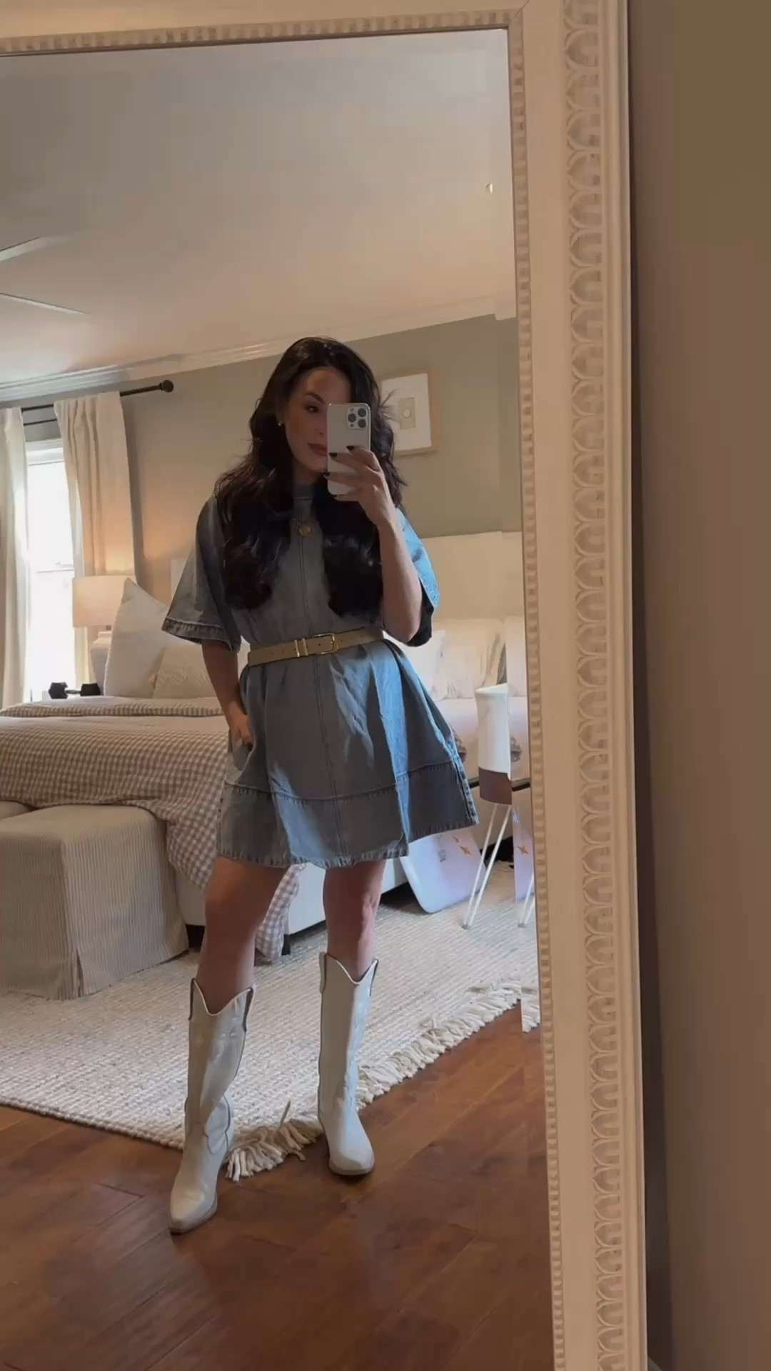 Loving this fall western transition outfit! This denim dress is so flattering and looks amazing with or without a belt. Just throw on your favorite boots for an effortless yet comfy outfit! 

#LTKFindsUnder100 #LTKSeasonal #LTKPetite