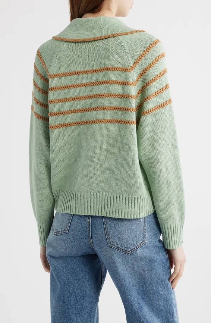 THE GREAT. The Scholar Crochet Stripe Cardigan | Nordstrom | Nordstrom