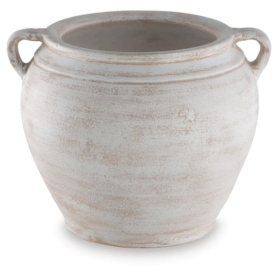 Signature Design by Ashley Meadie 9.25" Vase, Distressed White Terra Cotta | Walmart (US)
