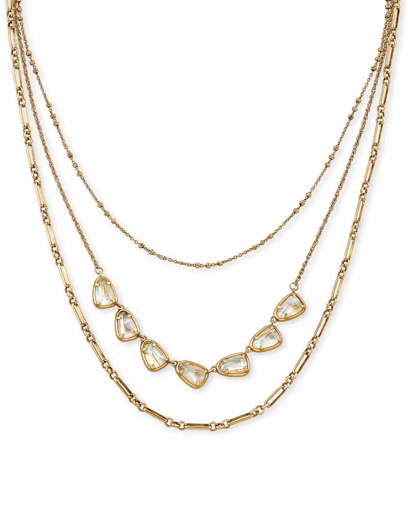 Susanna Vintage Gold Multi Strand Necklace in White Abalone | Kendra Scott