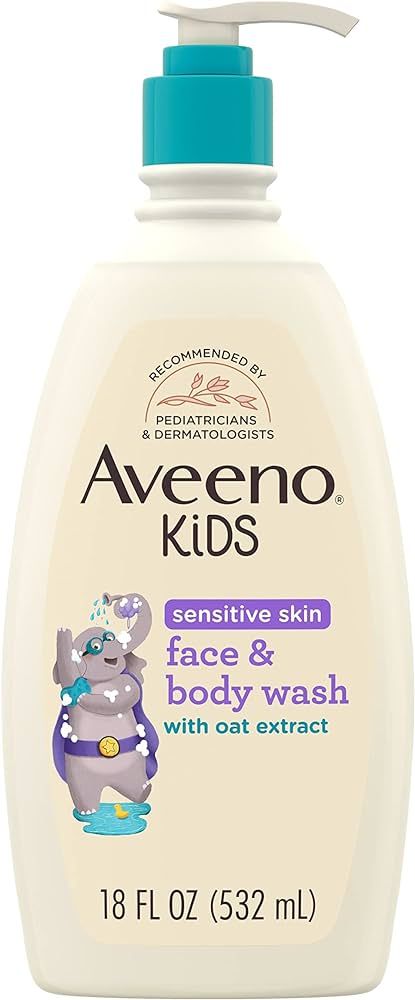 Aveeno Kids Sensitive Skin Face & Body Wash with Oat Extract, Gently Washes Away Dirt & Germs Wit... | Amazon (US)