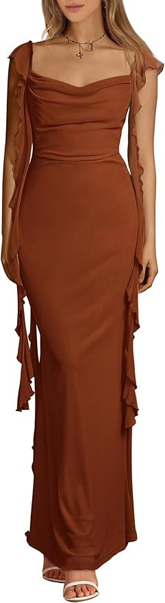 Pretty Garden Womens Sleeveless Ruffle Cocktail Party Maxi Bodycon Dresses | Amazon (US)